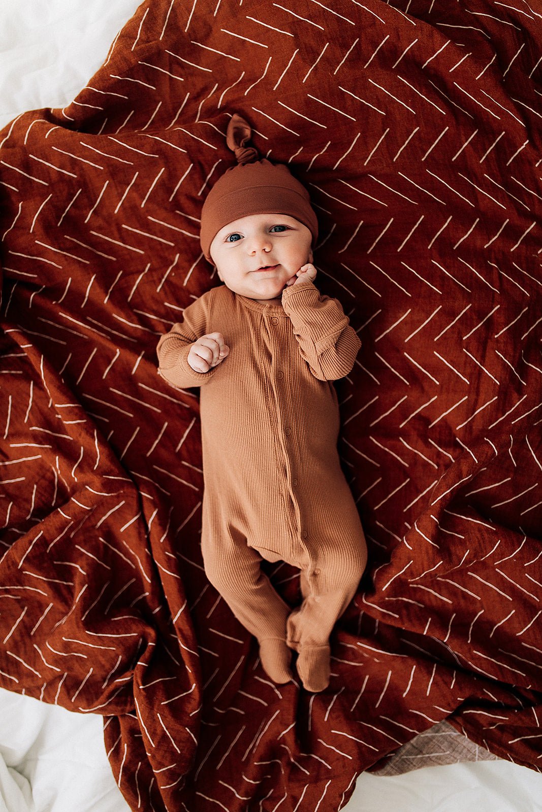 Mebie Baby Rust Bamboo Rayon Newborn Knot Hat Gender Neutral Baby Hat - 