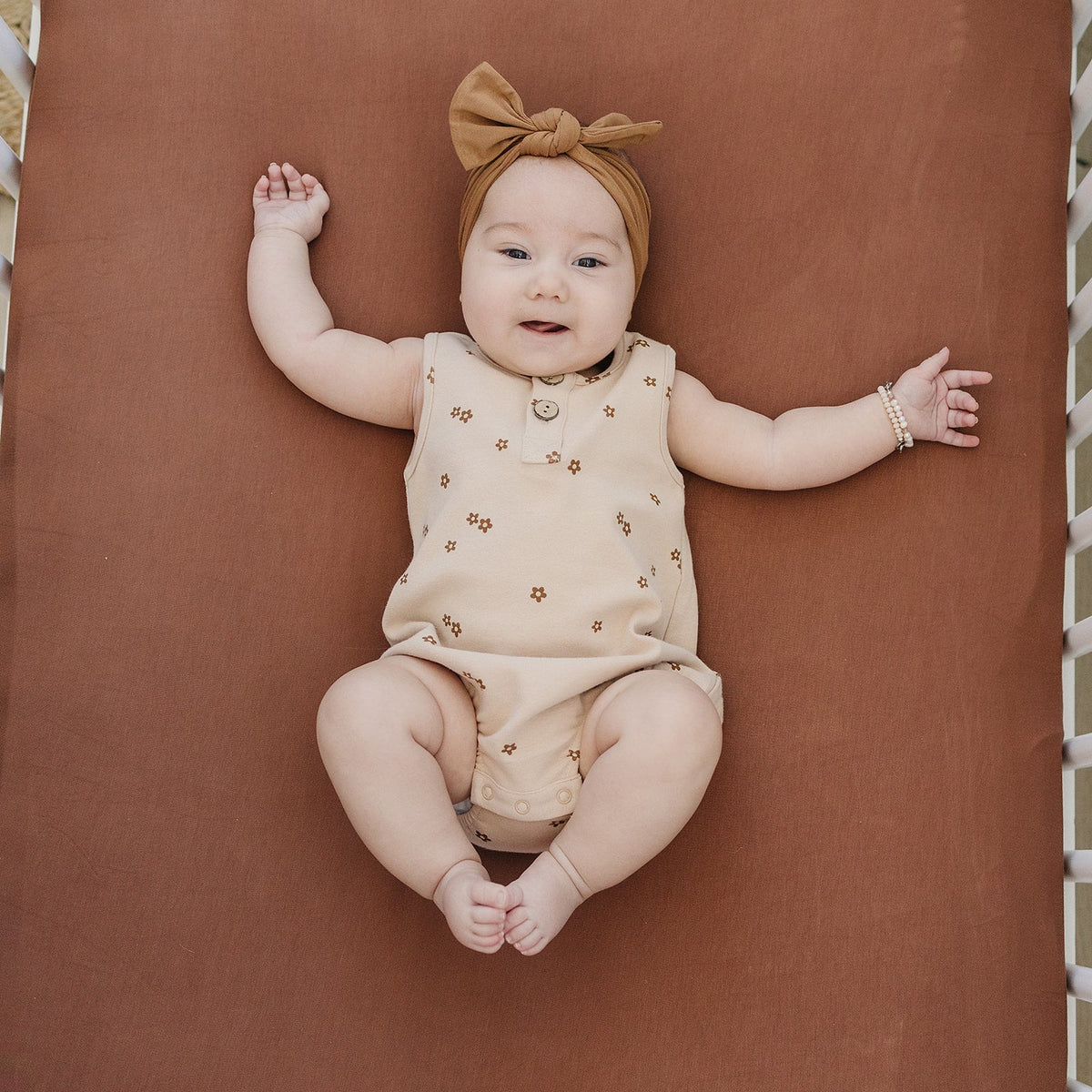 Mebie Baby Rust Bamboo Stretch Crib Sheet - 