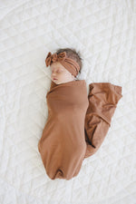 Mebie Baby Rust Bamboo Swaddle Hat Or Head Wrap Set For Newborns 0 To 3 Months - 