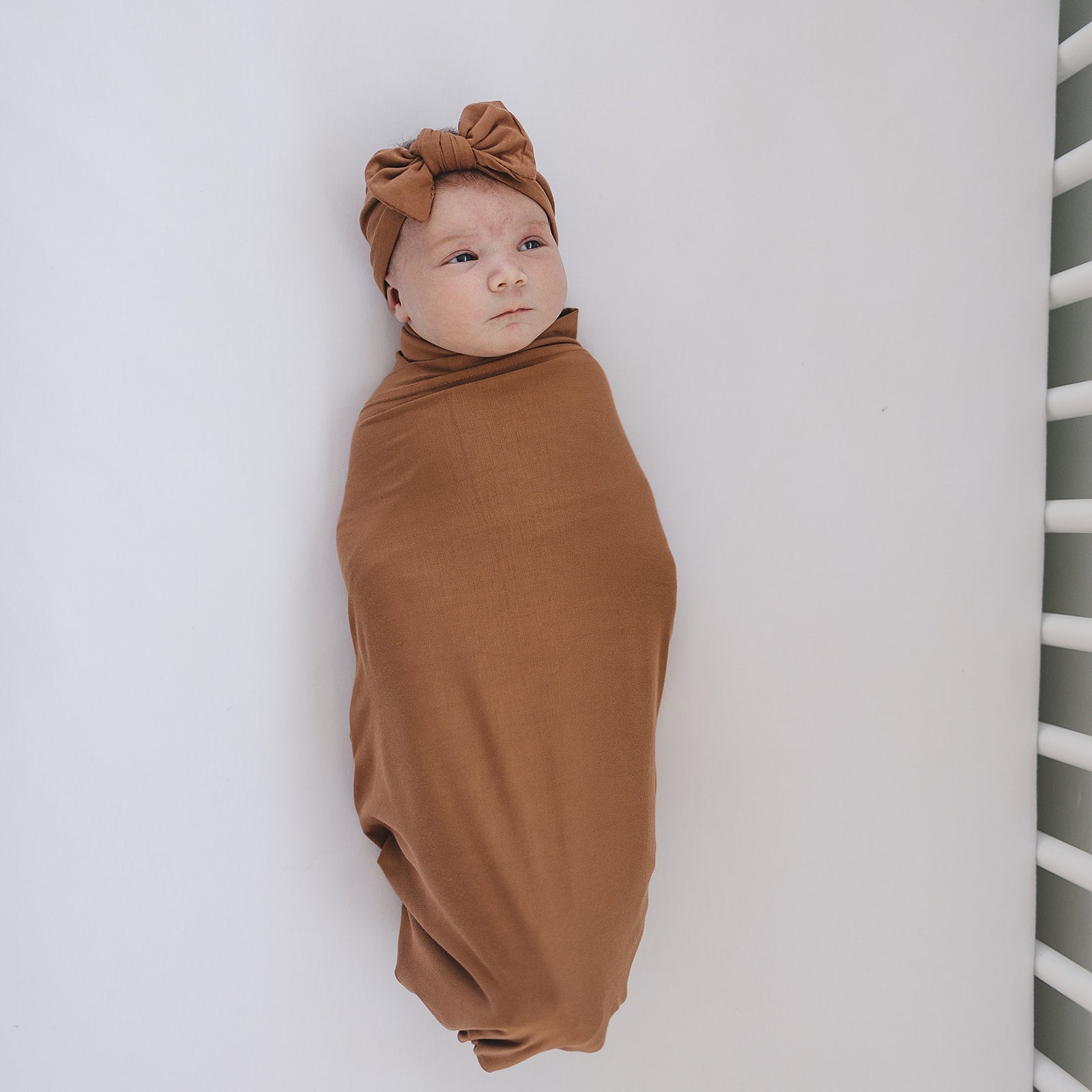 Mebie Baby Rust Bamboo Swaddle Hat Or Head Wrap Set For Newborns 0 To 3 Months - 