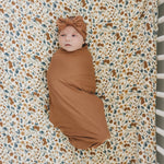 Mebie Baby Rust Bamboo Swaddle Hat Or Head Wrap Set For Newborns 0 To 3 Months - 