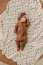 Mebie Baby Rust Bamboo Zipper Footed Baby Onesie Mebie Baby With Double Zipper - 