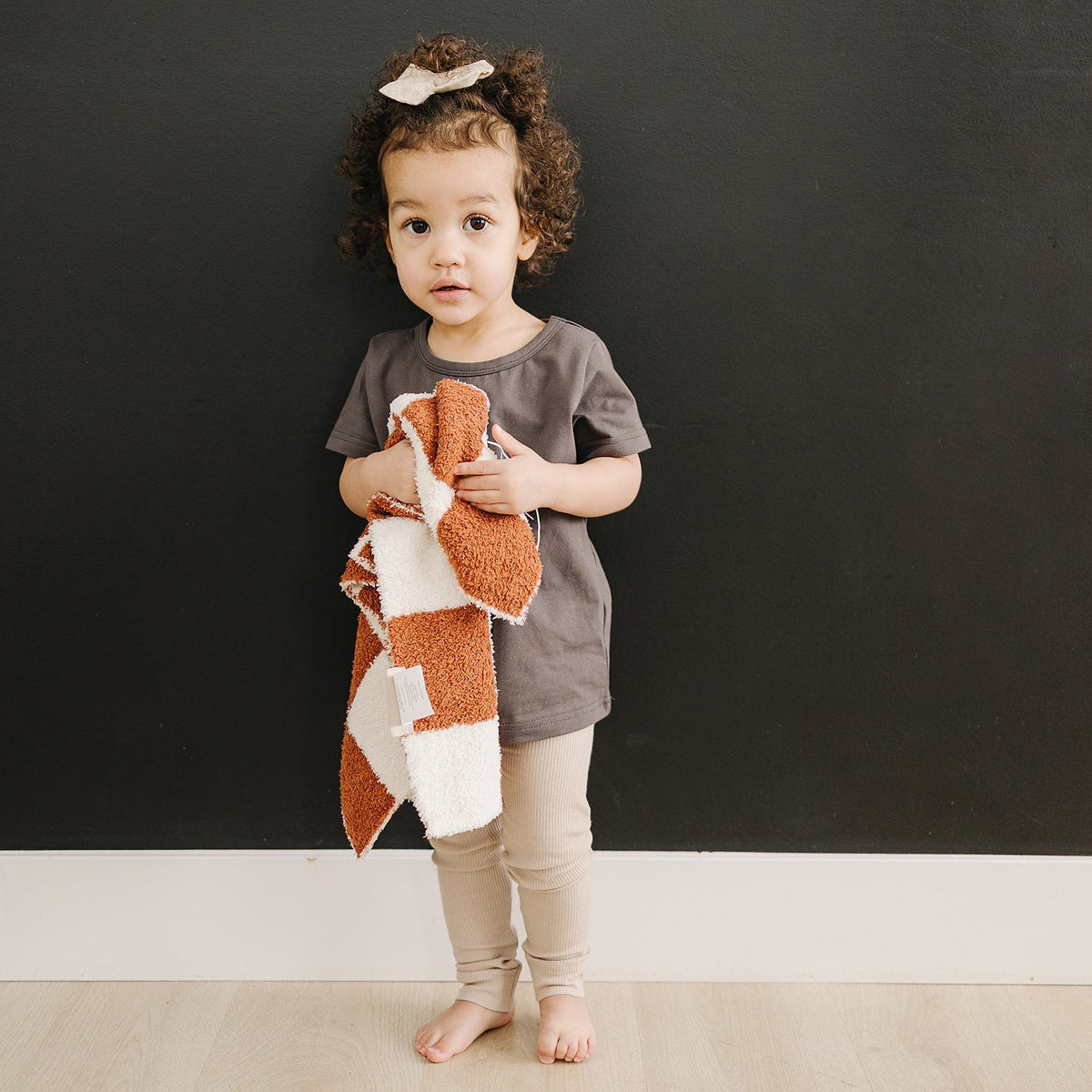Mebie Baby Rust Checkered Plush Blanket Three Sizes Available Soft Lightweight Breathable - 