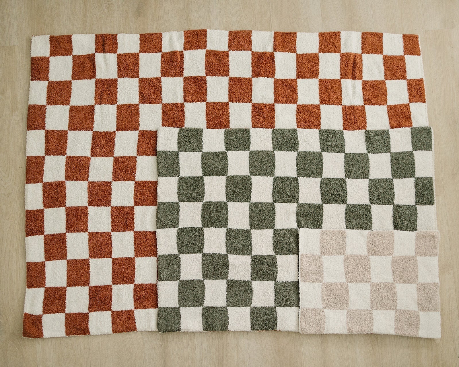 Mebie Baby Rust Checkered Plush Blanket Three Sizes Available Soft Lightweight Breathable - 