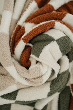 Mebie Baby Rust Checkered Plush Blanket Three Sizes Available Soft Lightweight Breathable - 