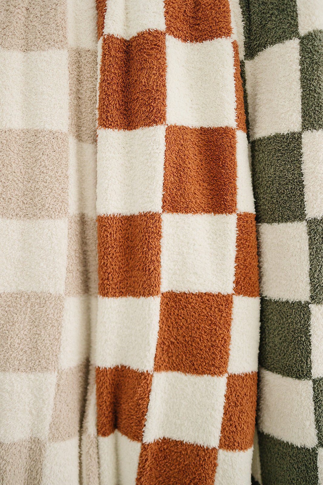 Mebie Baby Rust Checkered Plush Blanket Three Sizes Available Soft Lightweight Breathable - 