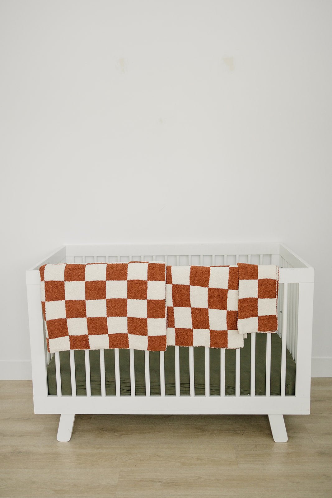 Mebie Baby Rust Checkered Plush Blanket Three Sizes Available Soft Lightweight Breathable - 