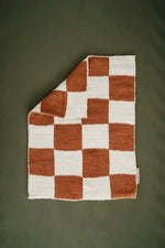 Mebie Baby Rust Checkered Plush Blanket Three Sizes Available Soft Lightweight Breathable - 