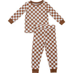 Mebie Baby Rust Checkered Ribbed Bamboo Cozy Set - 
