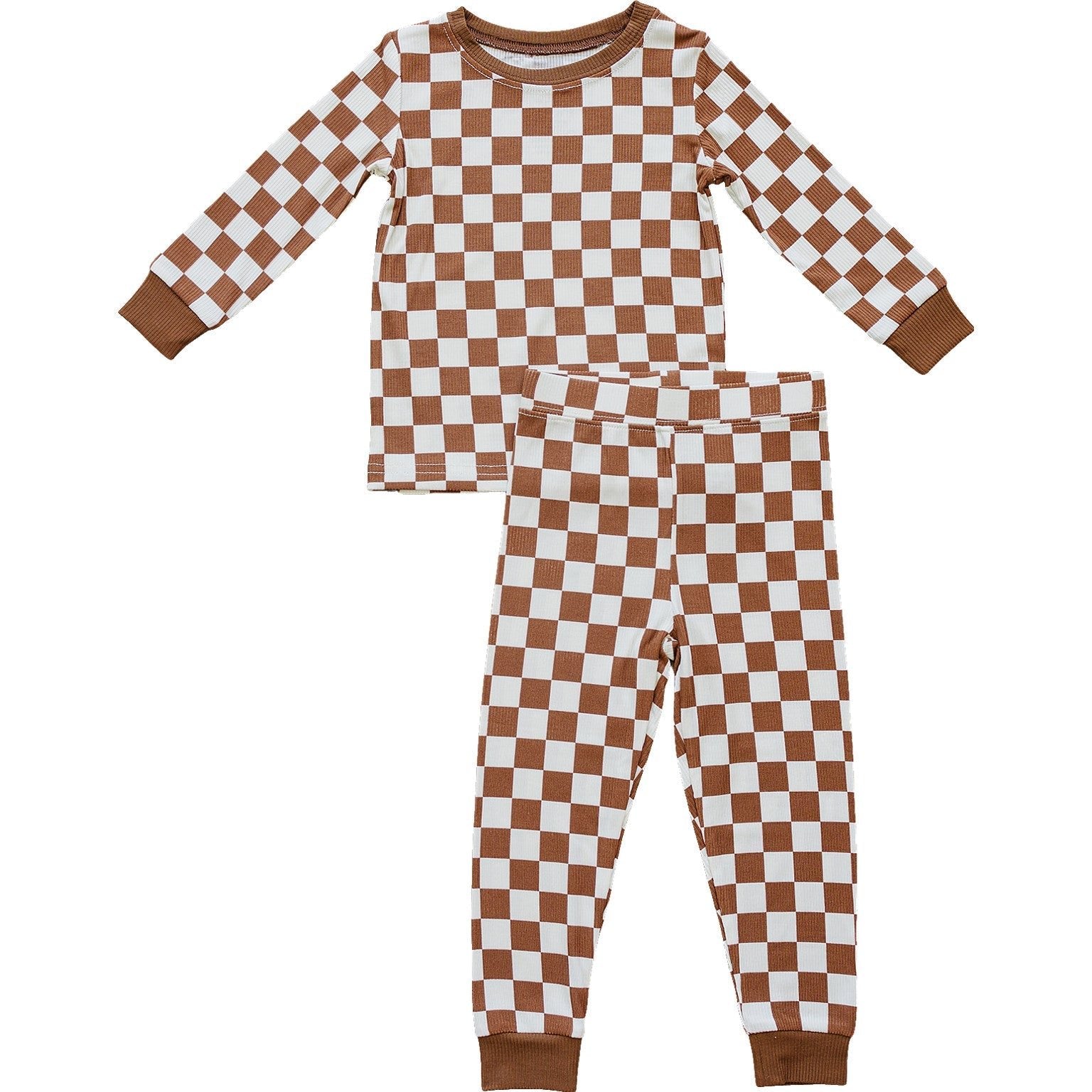 Mebie Baby Rust Checkered Ribbed Bamboo Cozy Set - 