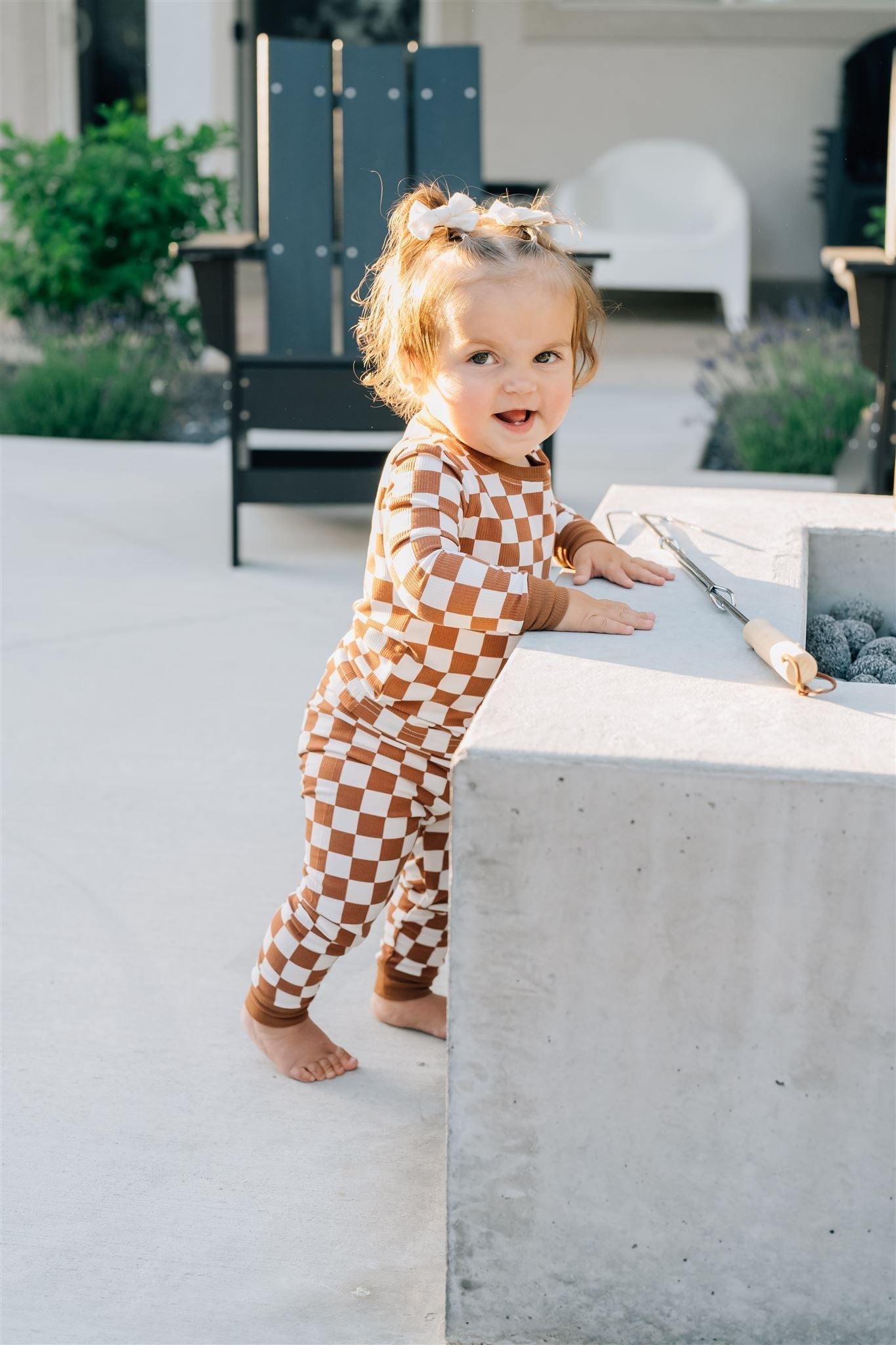 Mebie Baby Rust Checkered Ribbed Bamboo Cozy Set - 