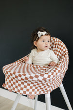 Mebie Baby Rust Checkered Ribbed Bamboo Multi Use Nursing Cover For Car Seat Stroller - 