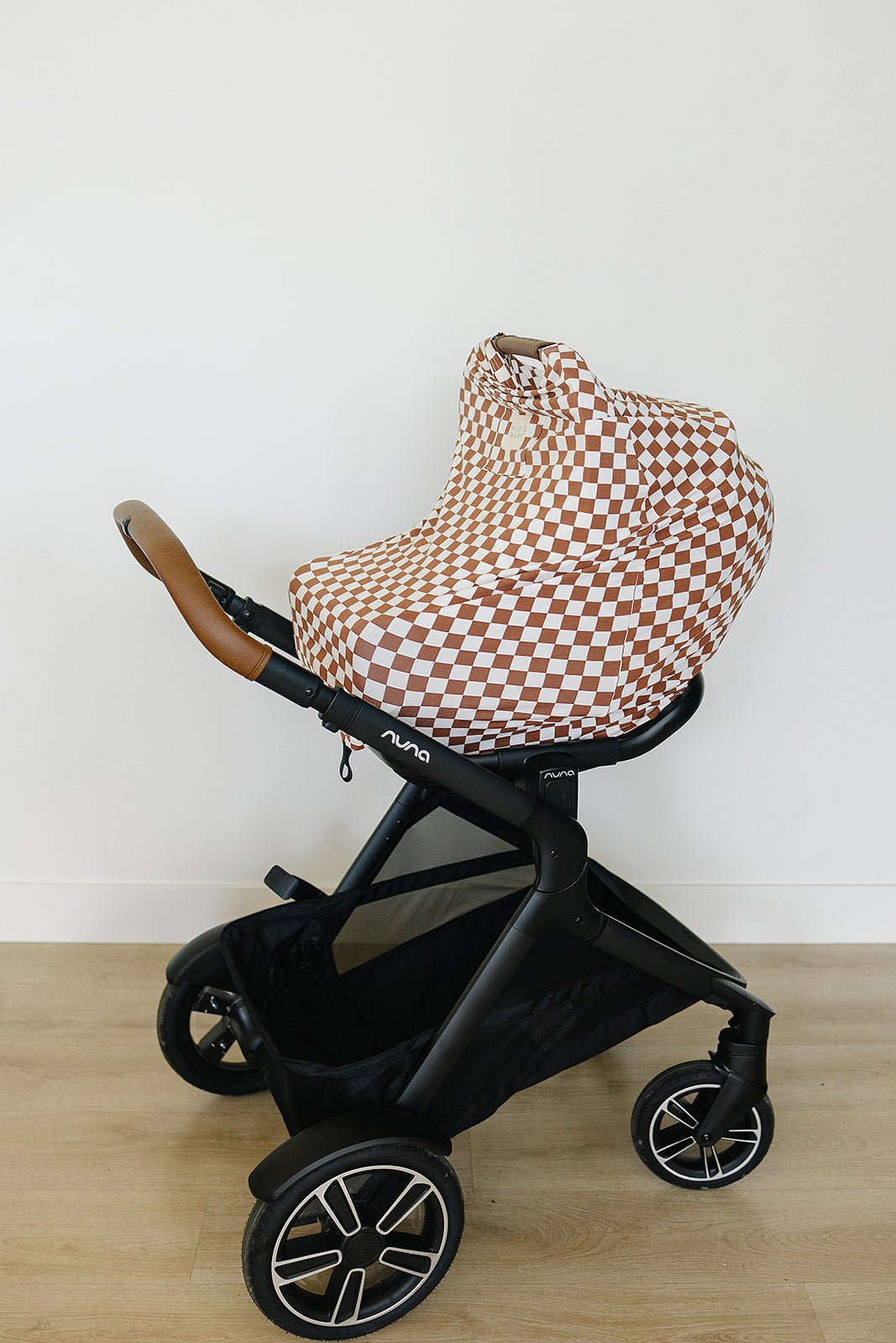 Mebie Baby Rust Checkered Ribbed Bamboo Multi Use Nursing Cover For Car Seat Stroller - 