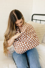 Mebie Baby Rust Checkered Ribbed Bamboo Multi Use Nursing Cover For Car Seat Stroller - 