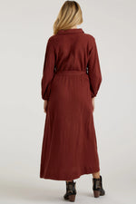 PinkBlush Rust Gauze Belted Shirt Maternity Midi Dress - 