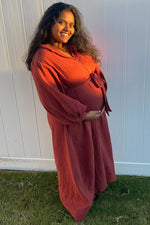 PinkBlush Rust Gauze Belted Shirt Maternity Midi Dress - 