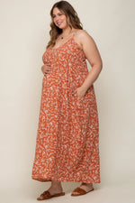 PinkBlush Rust Leaf Print Double V - Neck Maternity Plus Maxi Dress - 