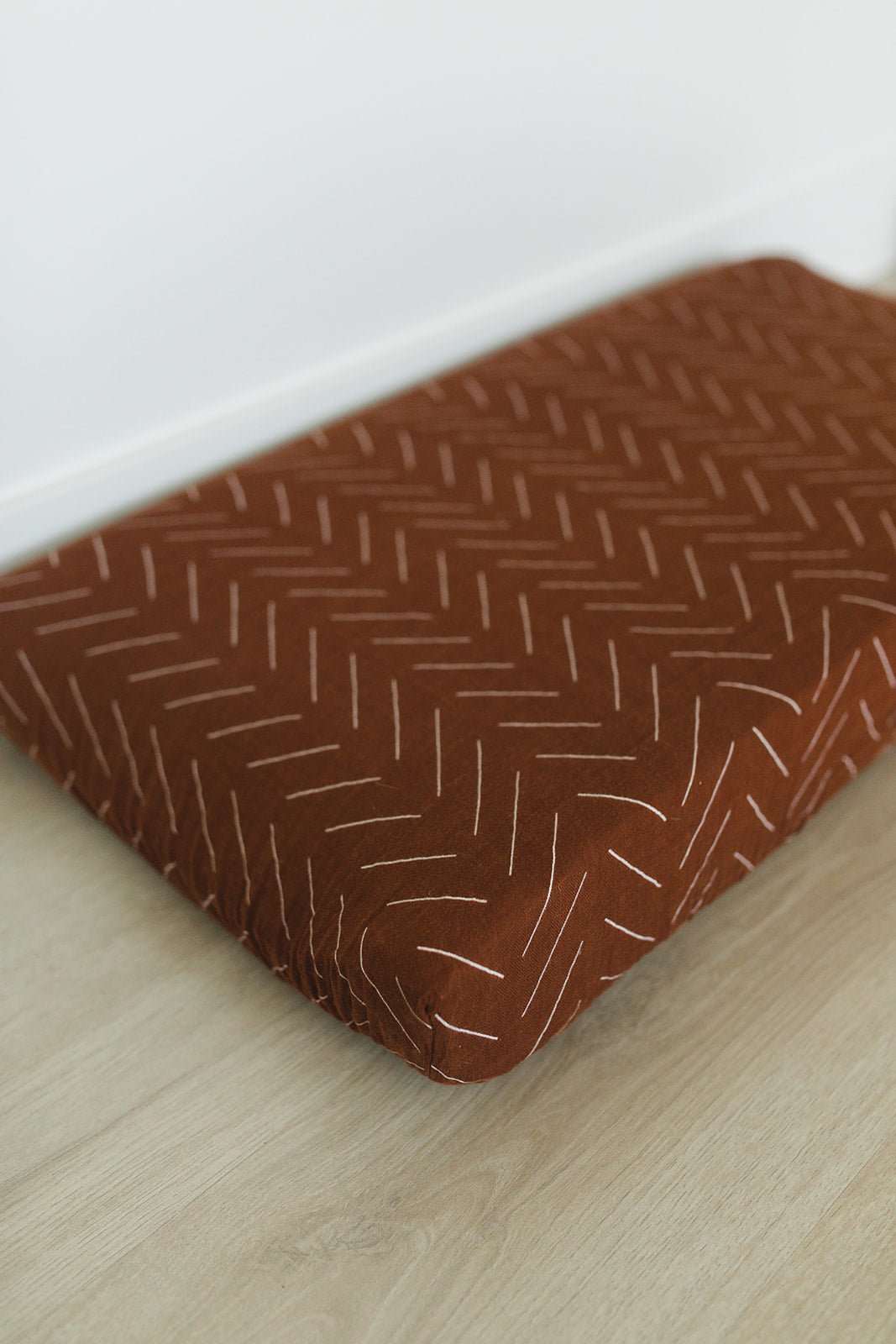 Mebie Baby Rust Mudcloth Muslin Changing Pad Cover - 