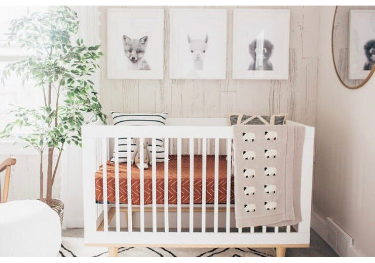 Mebie Baby Rust Mudcloth Muslin Crib Sheet For Baby Bedding Nursery