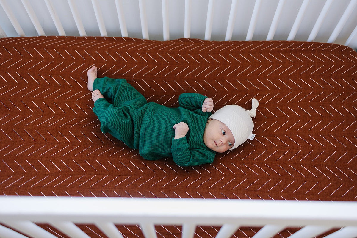 Mebie Baby Rust Mudcloth Muslin Crib Sheet For Baby Bedding Nursery - 