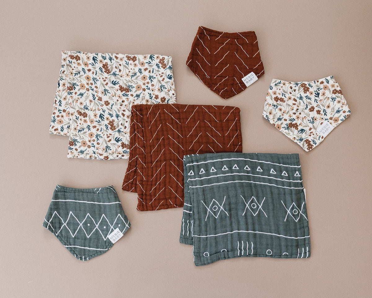 Mebie Baby Rust Mudcloth Muslin Soft Absorbent Bib For Baby By Mebie Baby - 