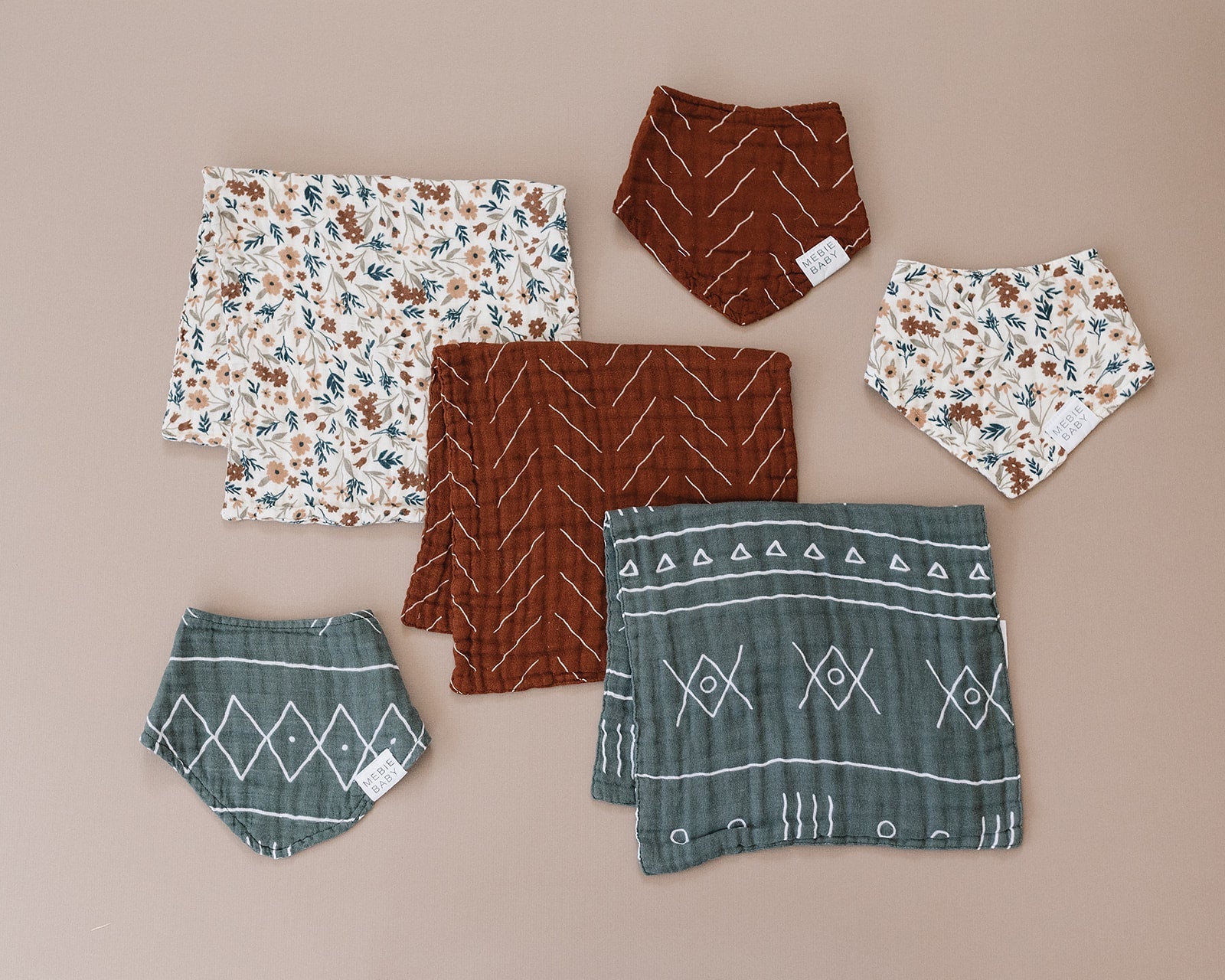 Mebie Baby Rust Mudcloth Muslin Soft Absorbent Bib For Baby By Mebie Baby - 