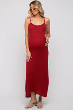 PinkBlush Rust Open Knit Crochet Maternity Midi Dress - 