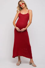 Rust Open Knit Crochet Maternity Midi Dress - Red, Fashion, Textile, One-piece garment, Dress | Everetts Place