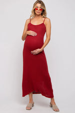 PinkBlush Rust Open Knit Crochet Maternity Midi Dress - 