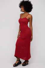 PinkBlush Rust Open Knit Crochet Midi Dress - 