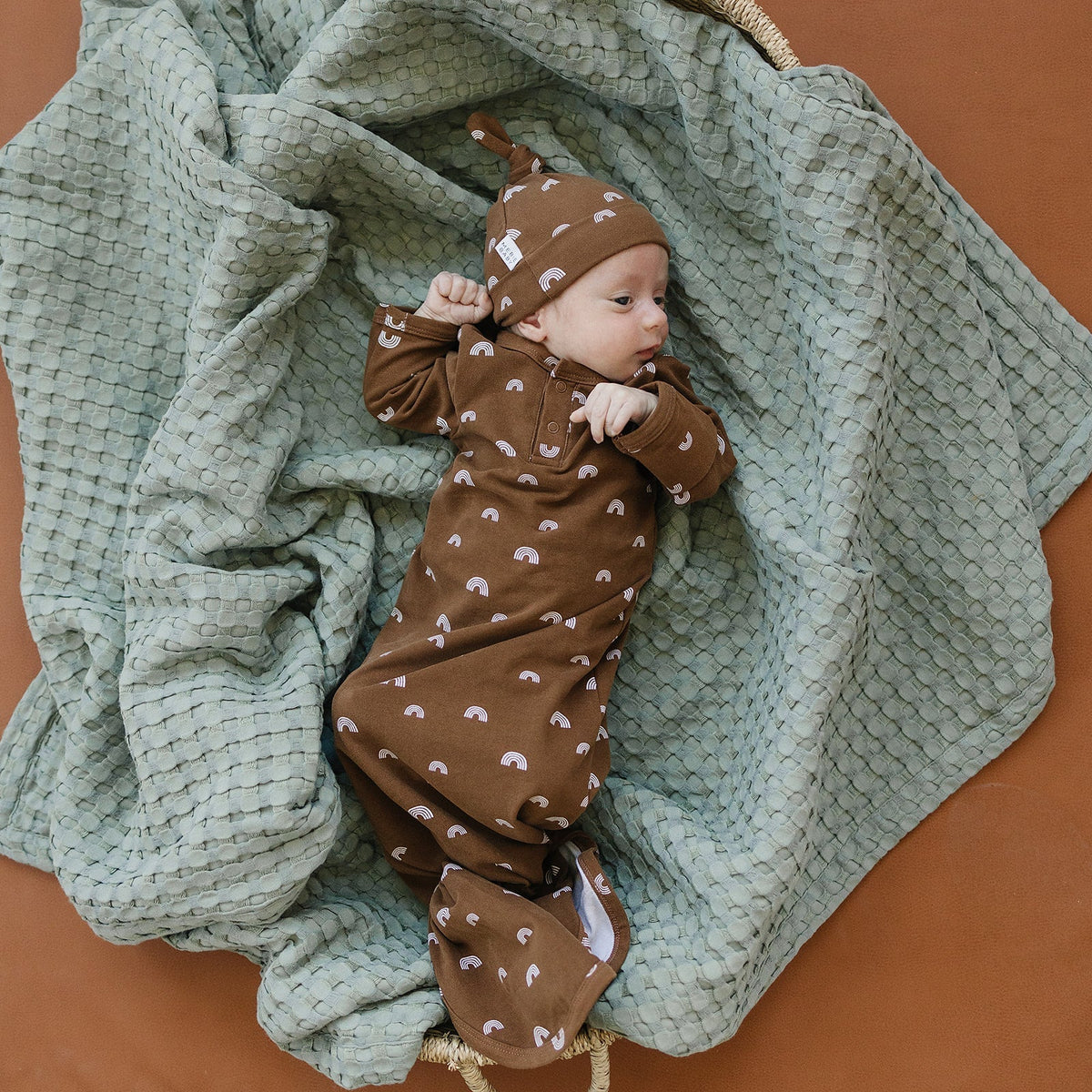 Mebie Baby Rust Rainbow Knot Gown - 