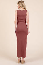 PinkBlush Rust Ribbed Basic Maxi Dress