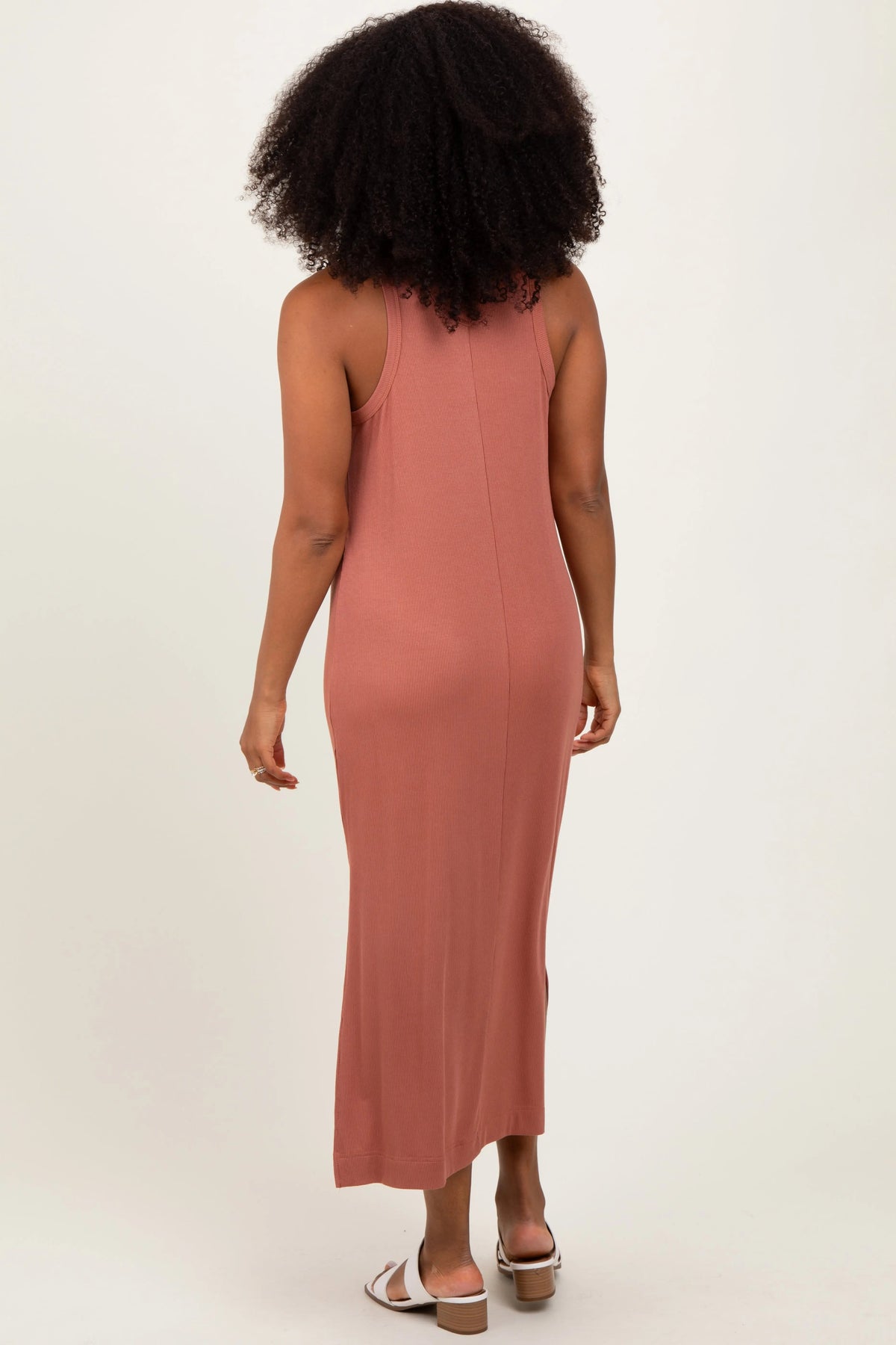 PinkBlush Rust Sleeveless Side Slit Midi Dress - 
