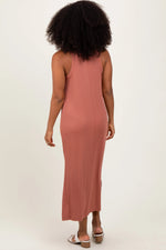 PinkBlush Rust Sleeveless Side Slit Midi Dress - 