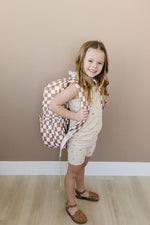 Mebie Baby Rust Wavy Checkered Large Backpack - 