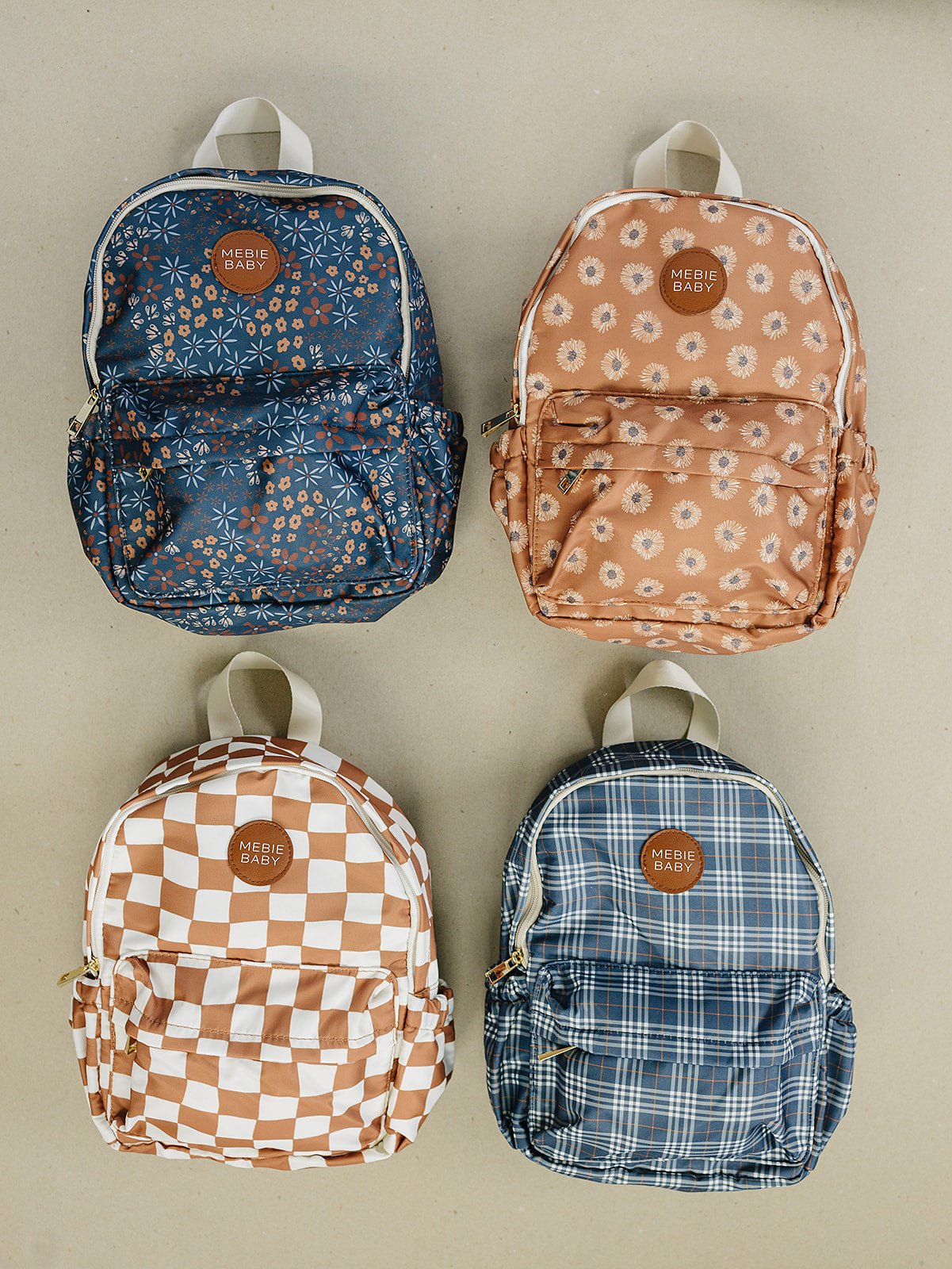 Mebie Baby Rust Wavy Checkered Mini Backpack - 