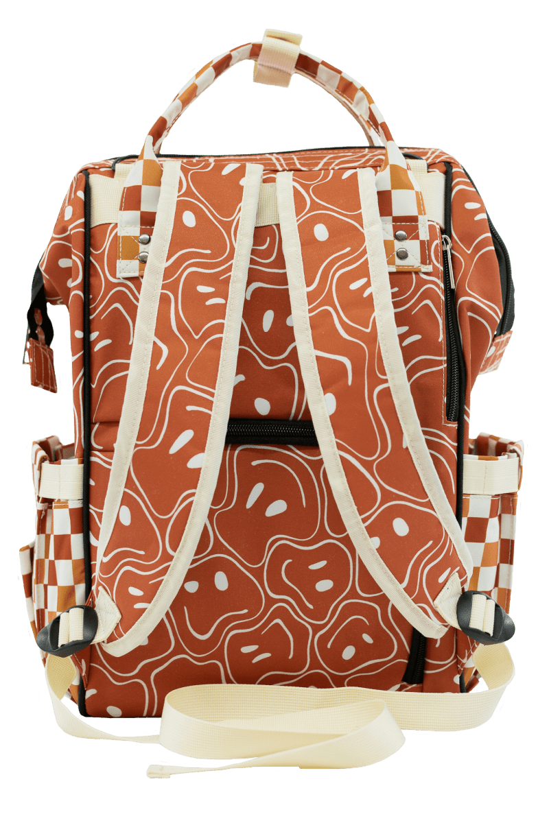 Texas Tushies Ryker Faces Autumn Check Diaper Bag with Stylish Backpack Design for Busy Parents - 