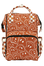 Texas Tushies Ryker Faces Autumn Check Diaper Bag with Stylish Backpack Design for Busy Parents - 