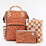 Texas Tushies Ryker Faces Autumn Check Diaper Bag with Stylish Backpack Design for Busy Parents - 