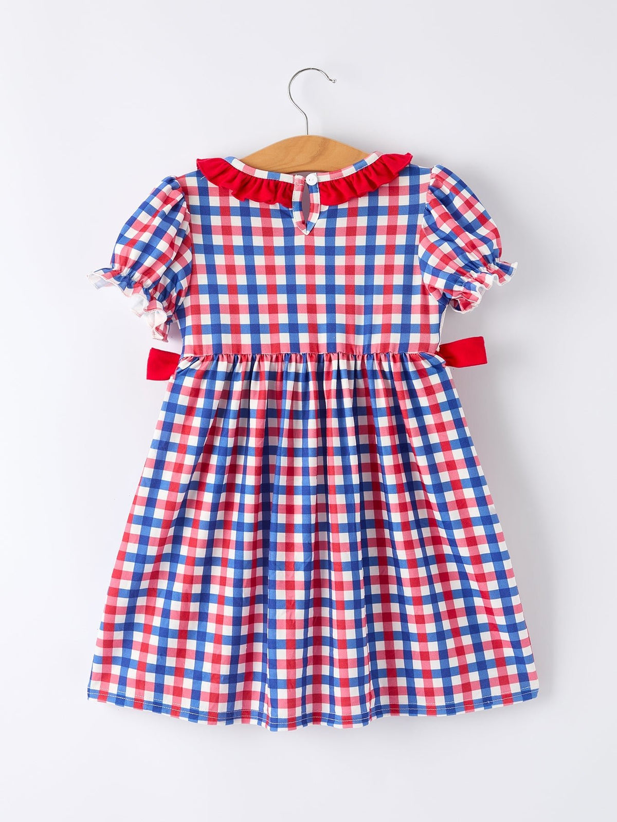 Rylee Faith Designs Rylee Faith 4th of July Plaid Dress With Bow for Baby and Toddler Girls