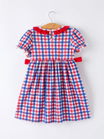 Rylee Faith Designs Rylee Faith 4th of July Plaid Dress With Bow for Baby and Toddler Girls