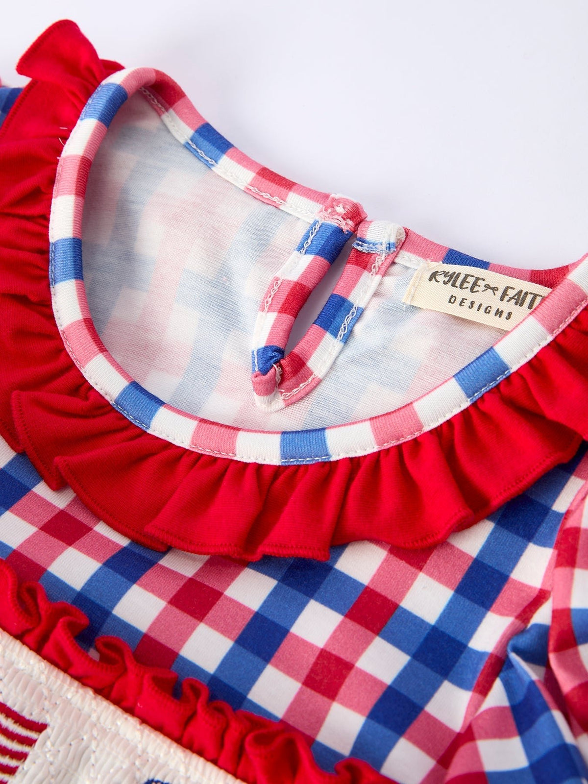Rylee Faith Designs Rylee Faith 4th of July Plaid Dress With Bow for Baby and Toddler Girls