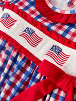 Rylee Faith Designs Rylee Faith 4th of July Plaid Dress With Bow for Baby and Toddler Girls