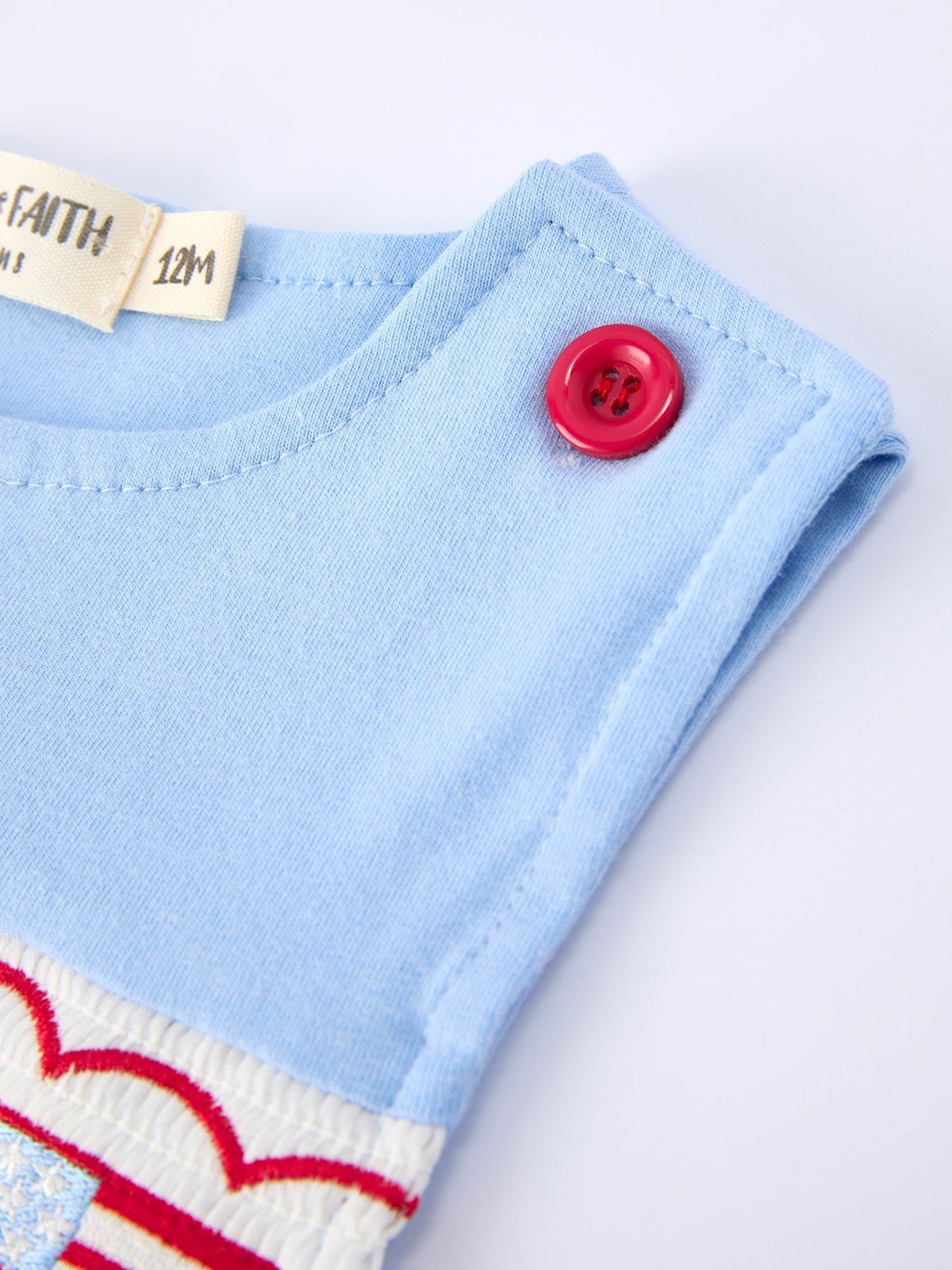 Rylee Faith Designs Rylee Faith Baby Romper Smocked With Embroidered Flags For Independence Day