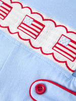 Rylee Faith Designs Rylee Faith Baby Romper Smocked With Embroidered Flags For Independence Day