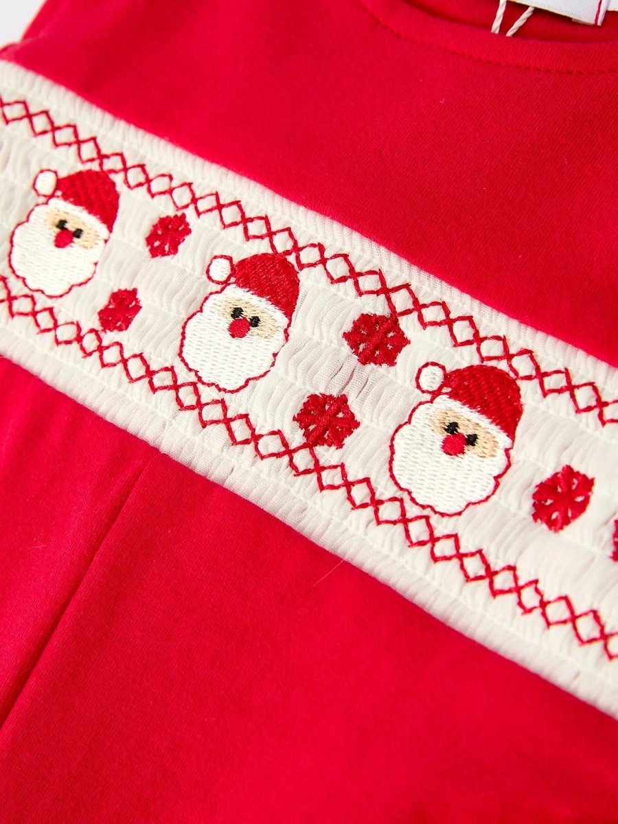 Rylee Faith Designs Rylee Faith Christmas Smocked Embroidery Baby Boys Romper - Everetts Place Boutique - 