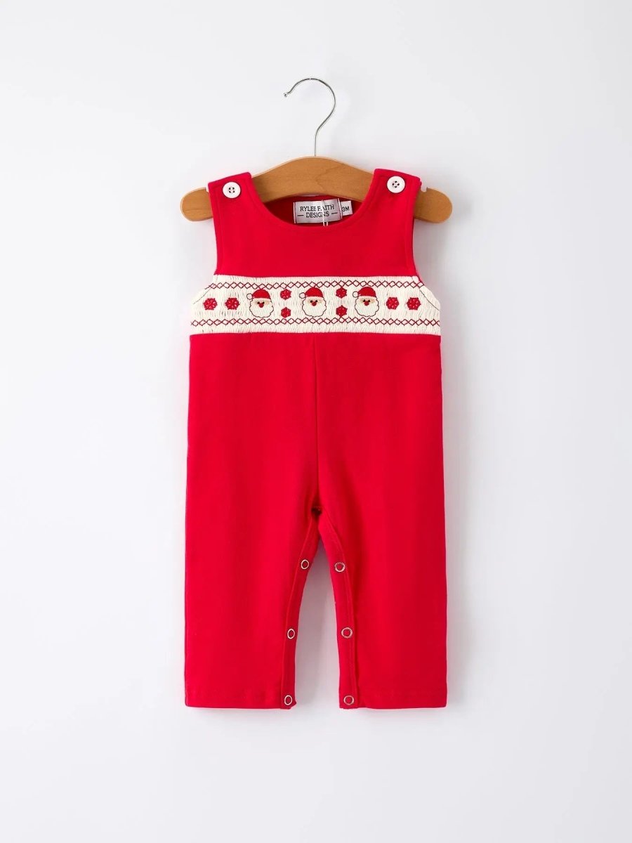 Rylee Faith Designs Rylee Faith Christmas Smocked Embroidery Baby Boys Romper - Everetts Place Boutique - 