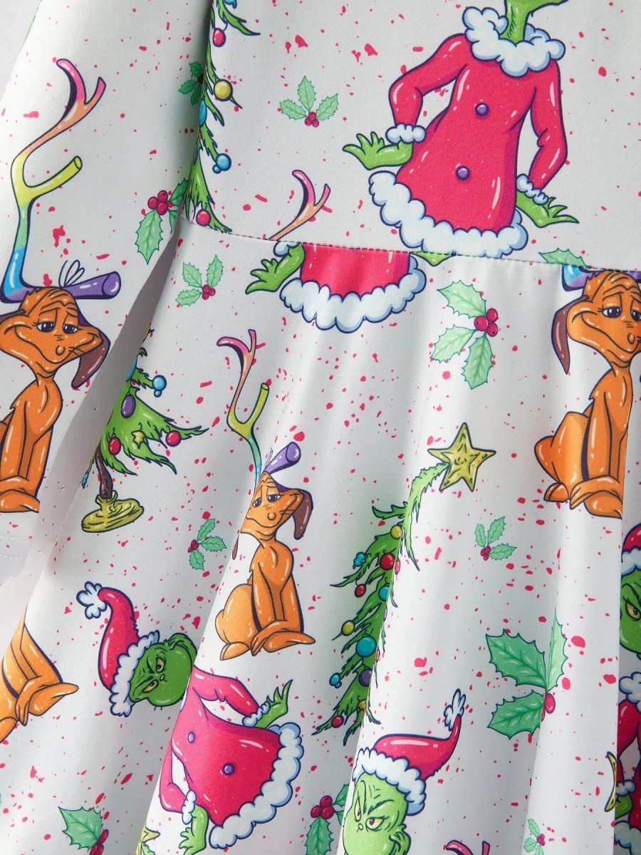 Rylee Faith Designs Rylee Faith Christmas Tree Print Character Girls Dress - Everetts Place Boutique - 