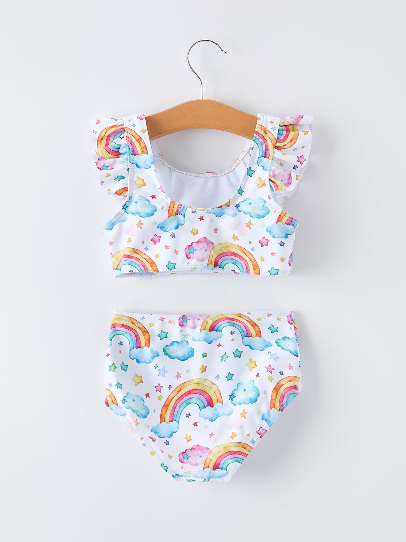 Rylee Faith Designs Rylee Faith Designs Baby Girl Swim Set With Rainbow Print Ruffles For Baby Girls
