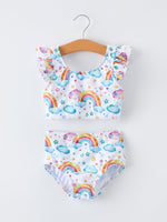 Rylee Faith Designs Rylee Faith Designs Baby Girl Swim Set With Rainbow Print Ruffles For Baby Girls
